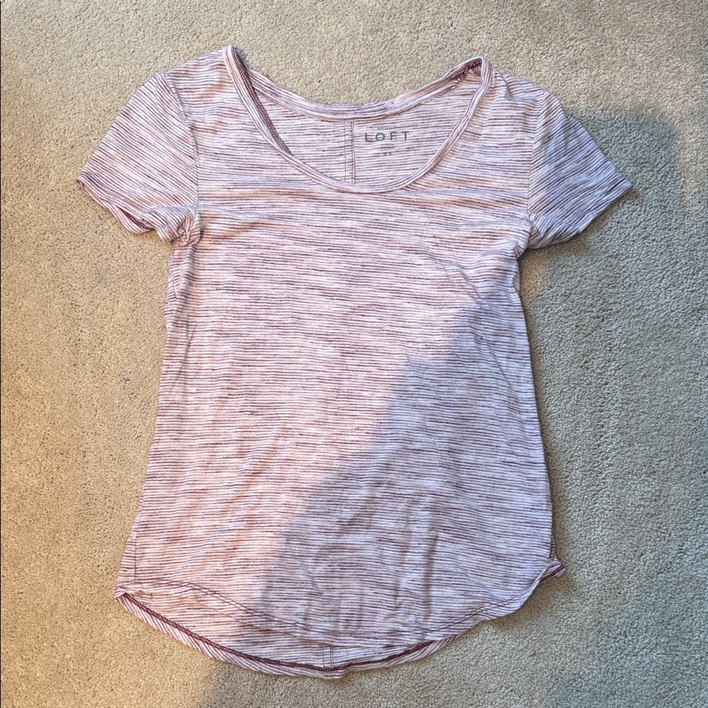 LOFT Striped Short Sleeve Tee in Light Pink